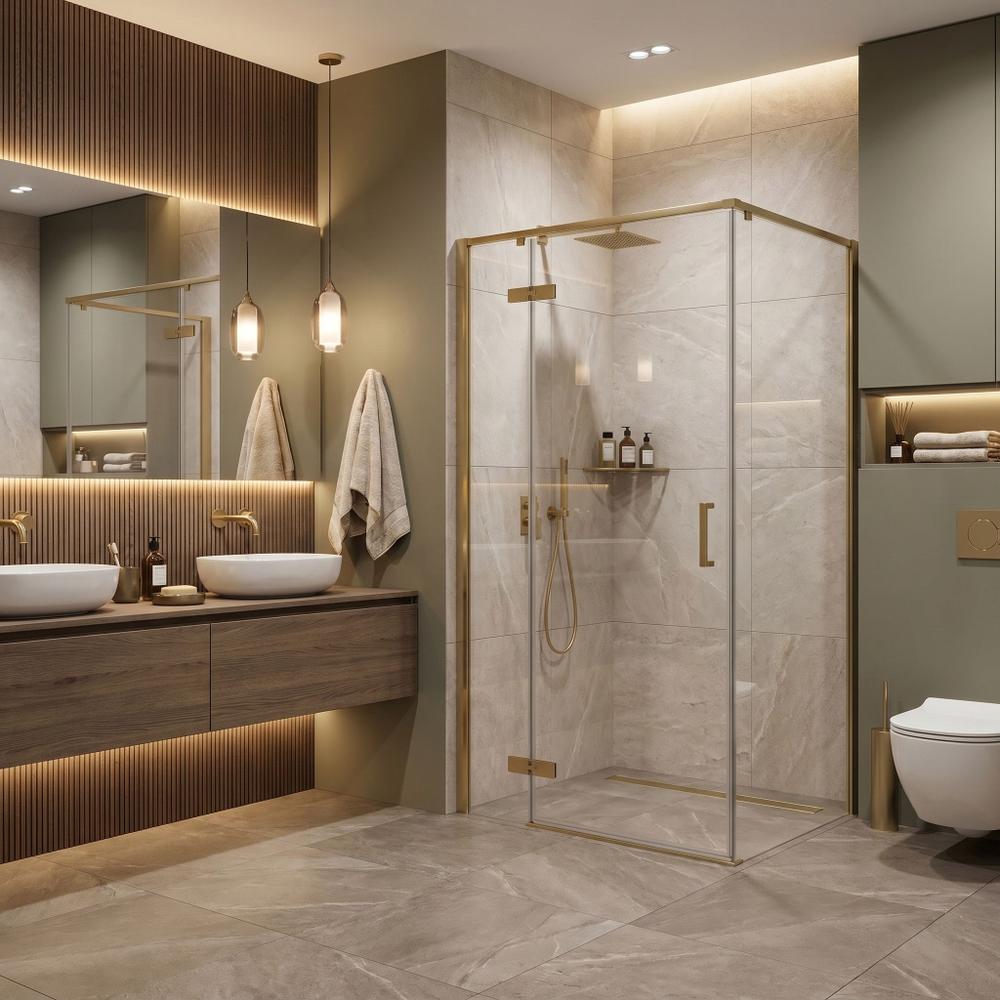 Shower enclosure Rea Bruno 120x90 Brush Gold