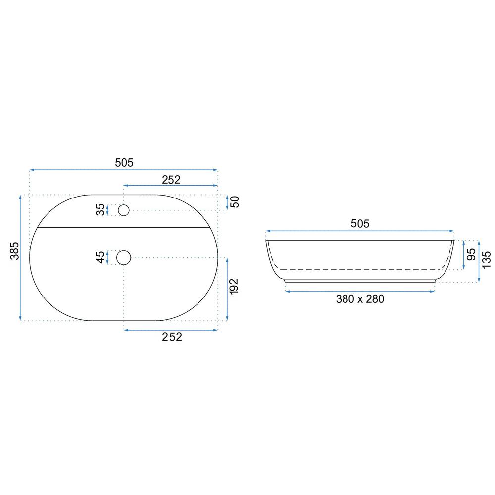 REA Aura 51 töölaua valamu White Matt