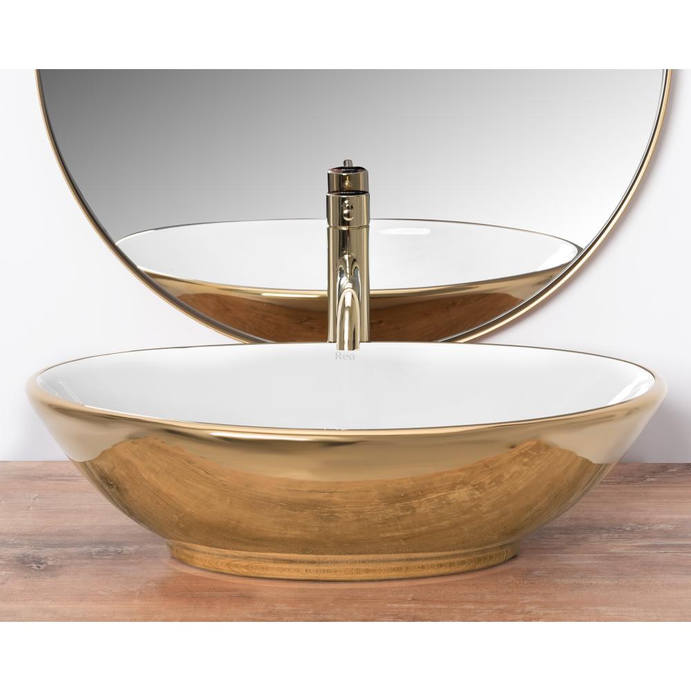 Countertop washbasin REA Pamela Gold White