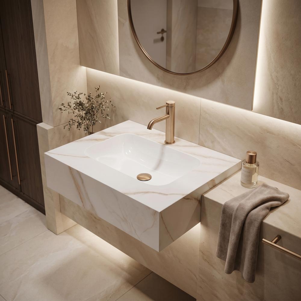 Umywalka ścienna Rea Aresa Grey Gold 60