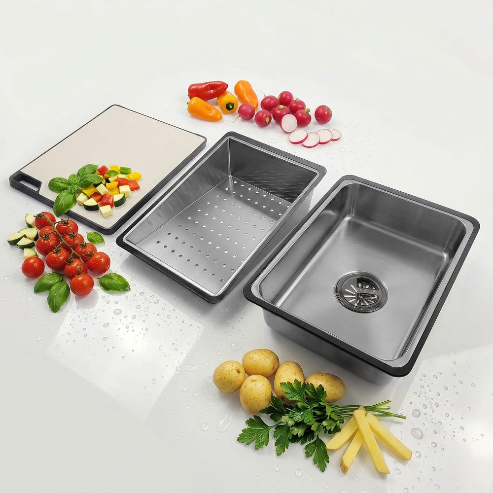 Wielofunkcyjny zlewozmywak stalowy 10w1 REA Alonzo Nikiel Szczotkowany