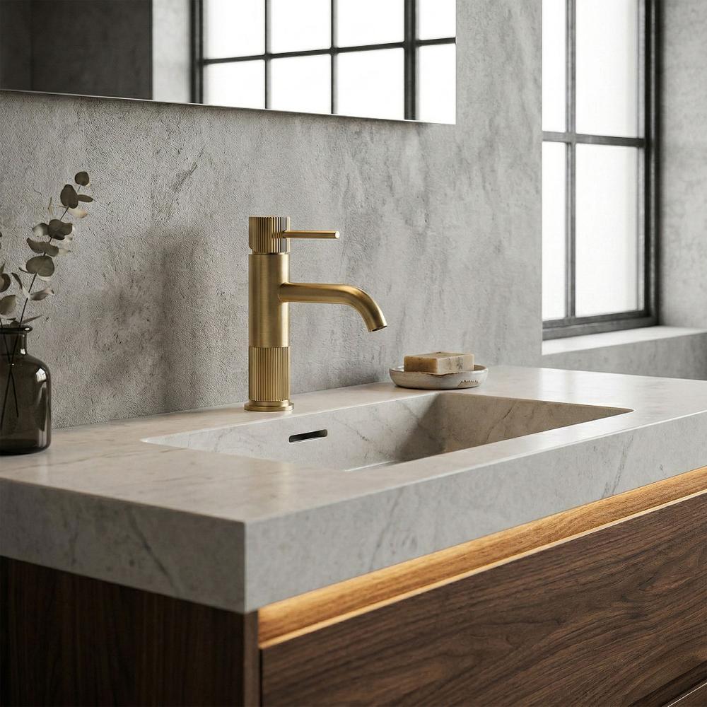 Fürdőszobai csaptelep Rea Lungo Stripe Brush Gold Low