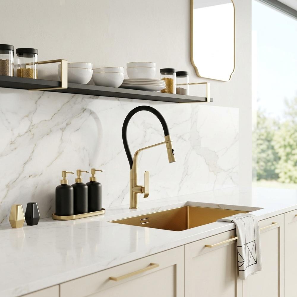 Maišytuvas virtuvės Rea Castor gold brush