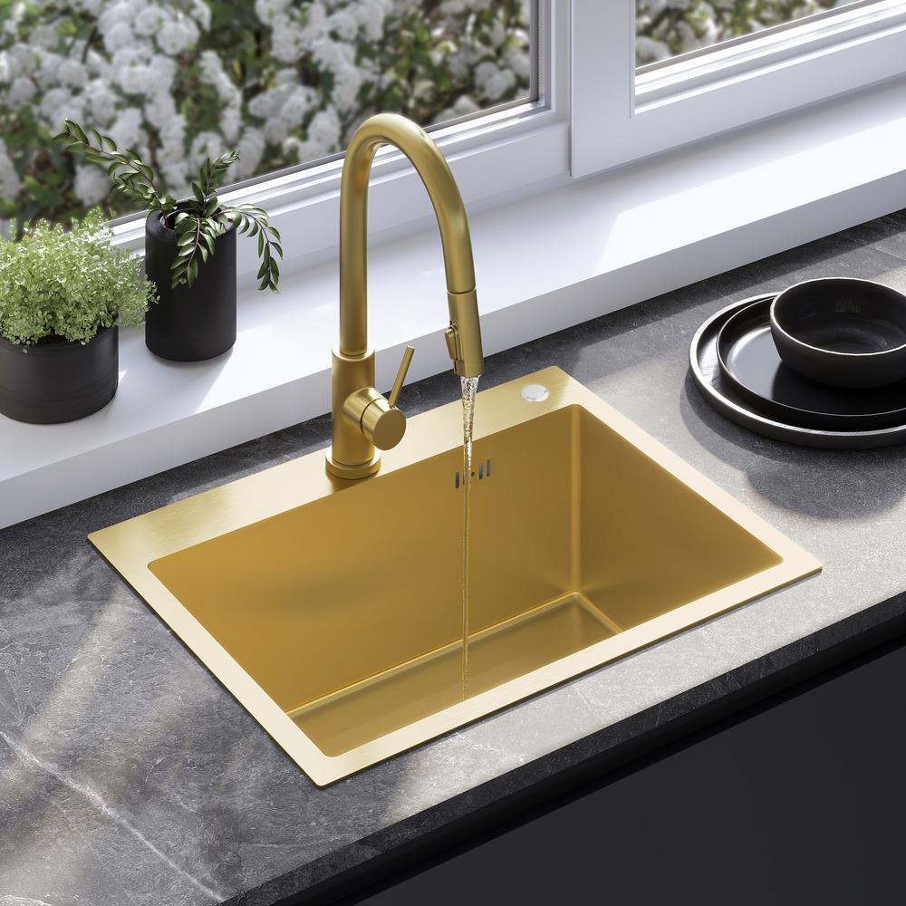 Stainless steel sink Liam BRUSH GOLD