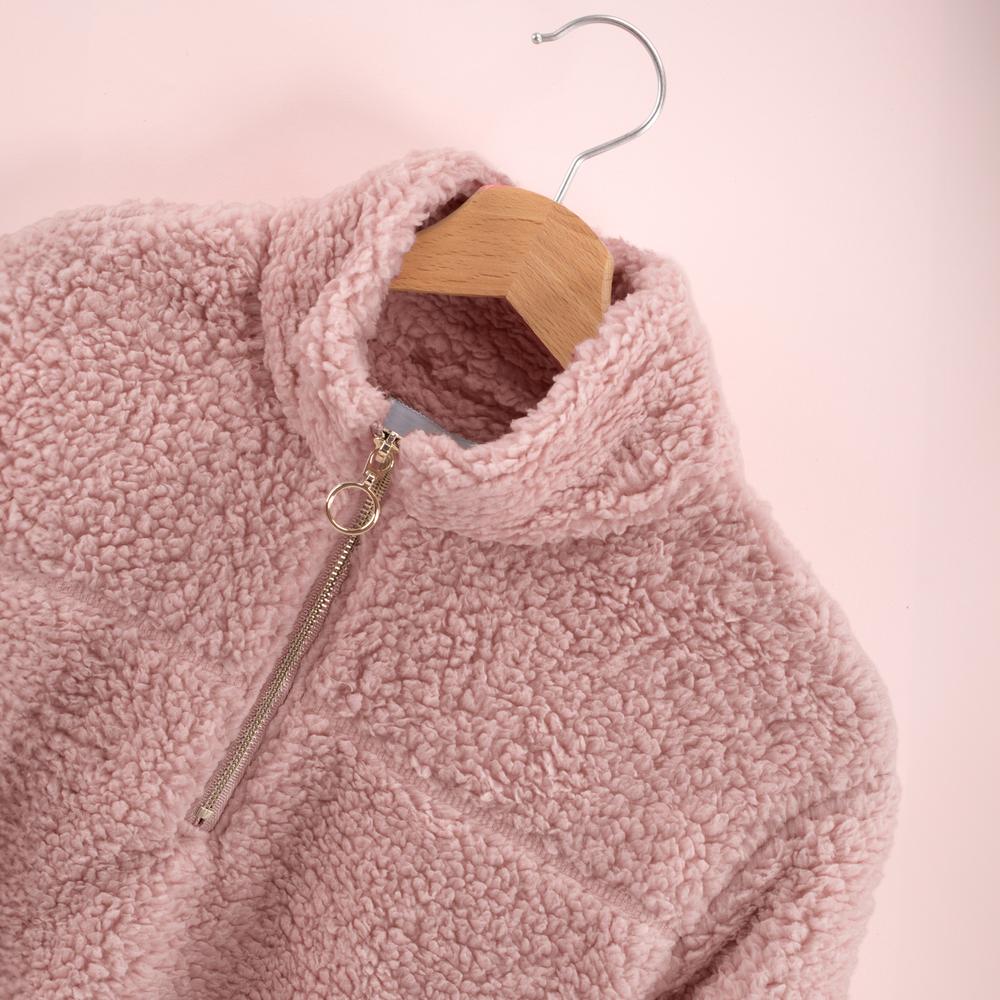Bluza Damska Sherpa z kołnierzem Dirty Pink L