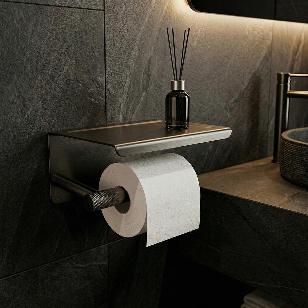 Držač toaletnog papira s policom 6613 Modern Titan