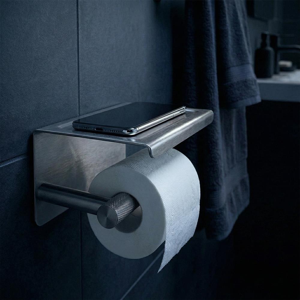 Držač toaletnog papira s policom 6613 Modern Nickel Brush