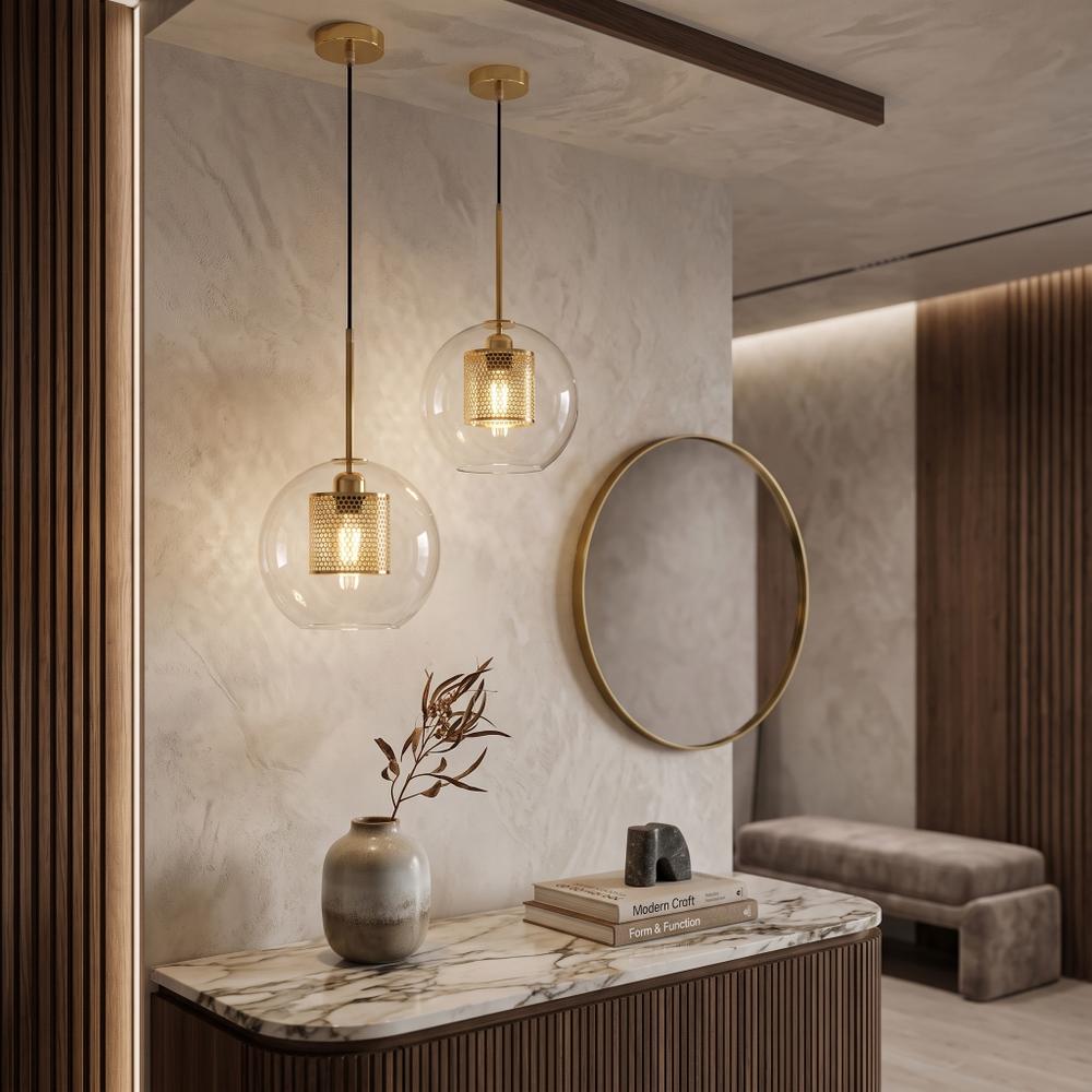 Lampa wisząca szklana loft APP556-1CP 30cm Złota