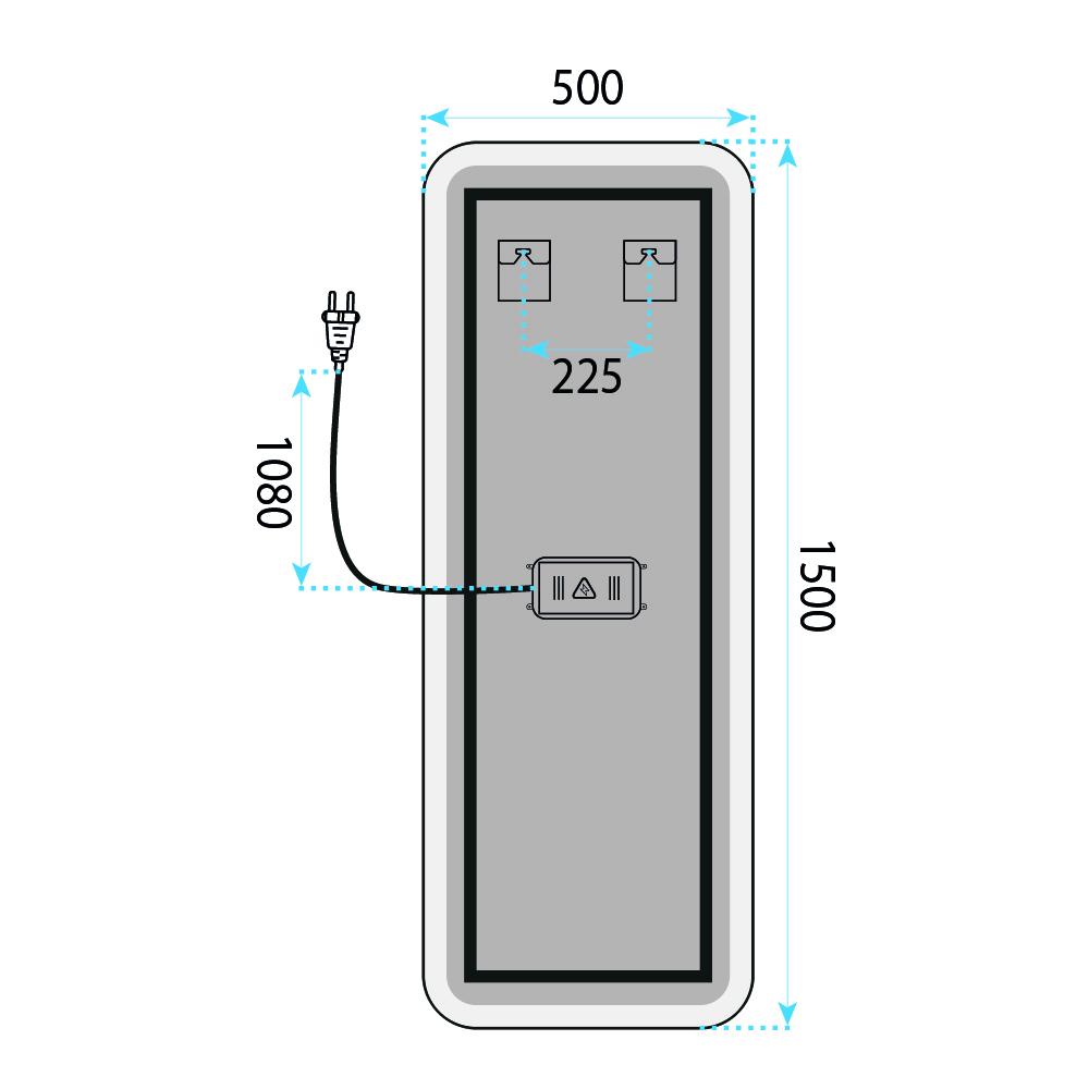Lustro ścienne LED 150x50cm MOL-SQ