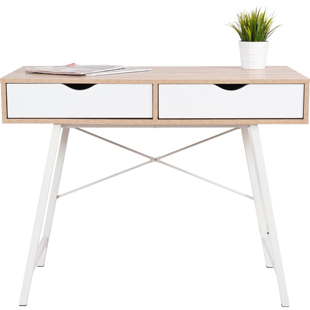 BIURKO SKANDYNAWSKIE Z SZUFLADAMI WHITE/DĄB SANOMA FFT180902