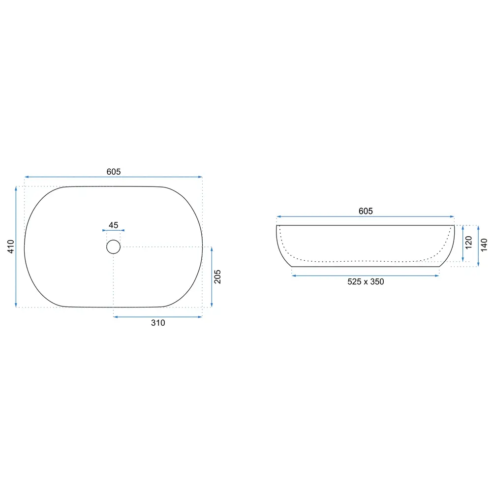 Umývadlo na dosku REA CLEO - zlatý okraj