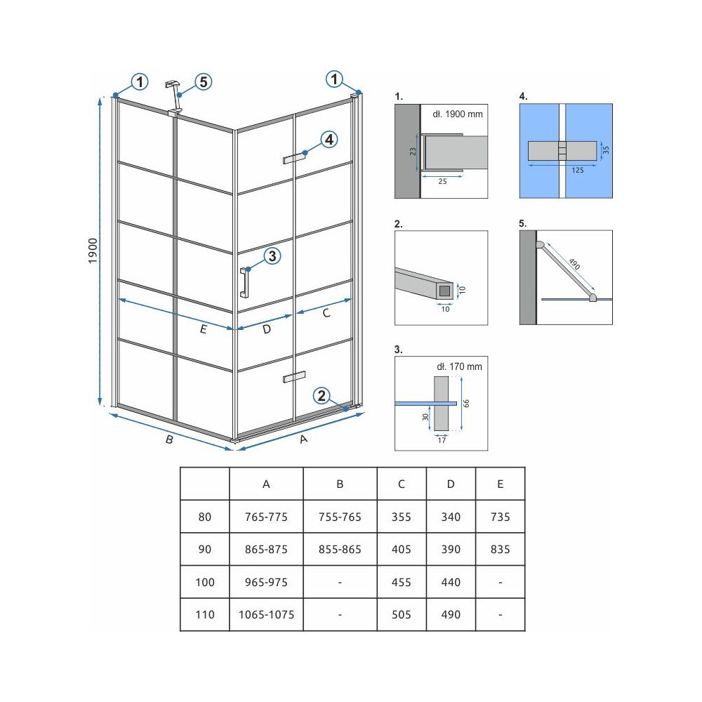 Cabine de douche Rea Molier Black 110x80