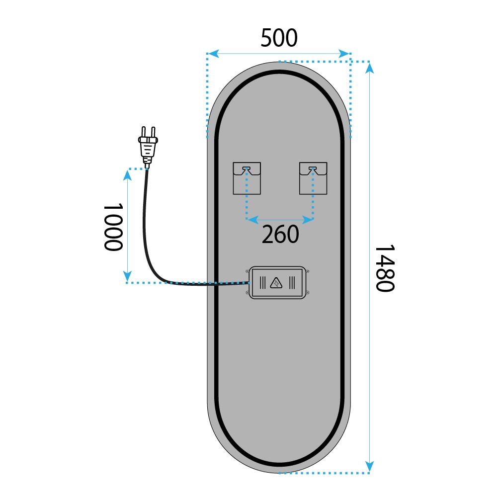 Lustro ścienne LED 150x50cm MOL-OV