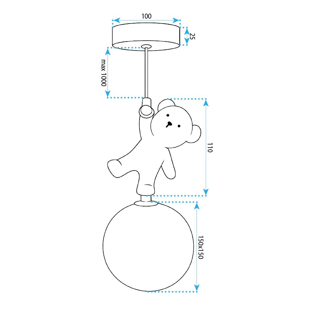 LAMPA SUFITOWA WISZĄCA MIŚ STOJĄCY NA KSIĘŻYCU G166-1CP