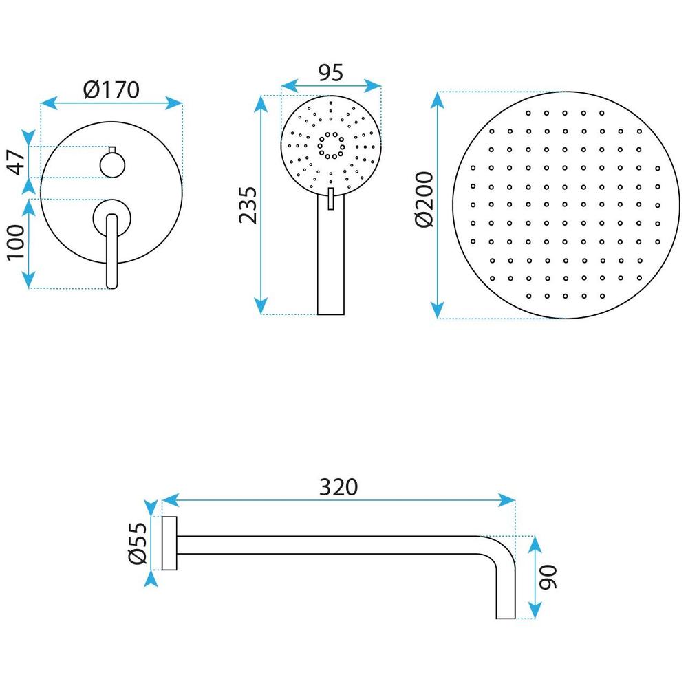 Podomietková sprchová súprava Rea Ontario Brush Copper + BOX