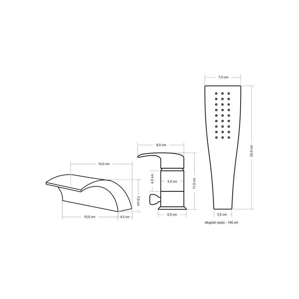 Třídílná vanová baterie REA RIVEN Brush Gold