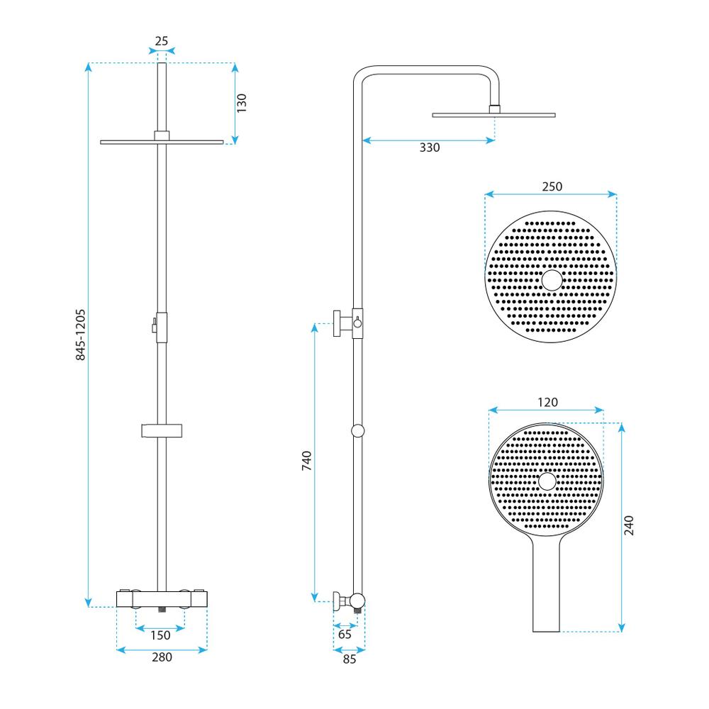Thermostatic shower system Rea Drop Titan