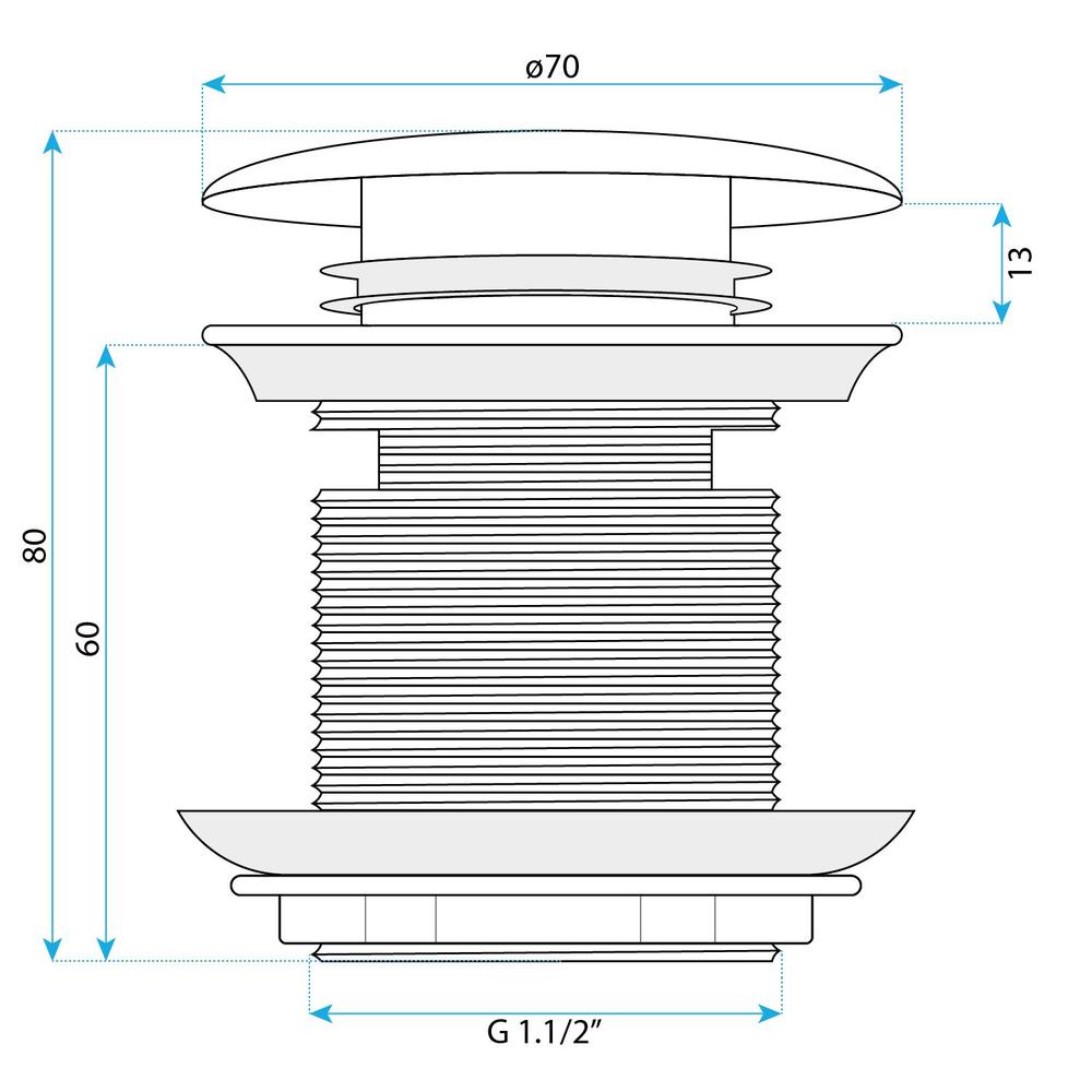 Korek wannowy uniwersalny Klik-Klak Rea Miedź Szczotkowana 6cm