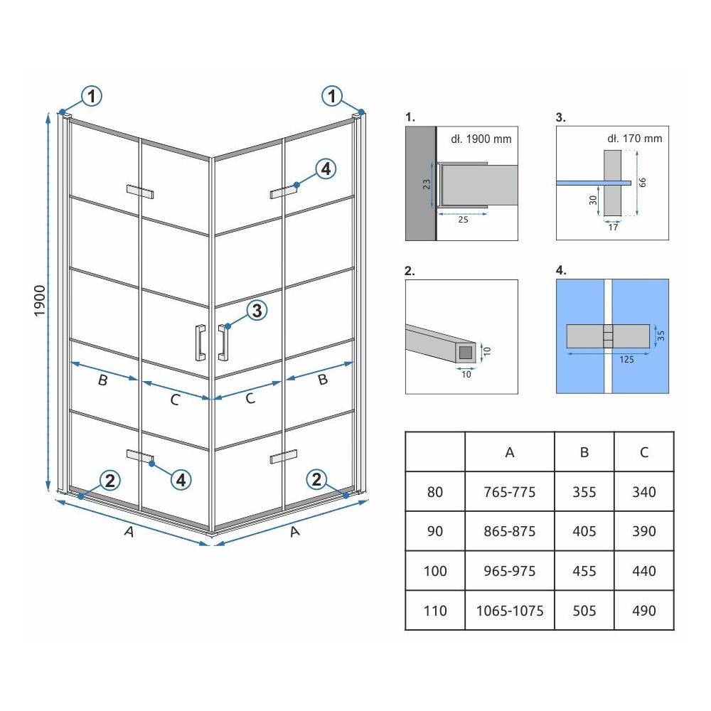 Cabine de douche Rea Molier Black Double 90x110