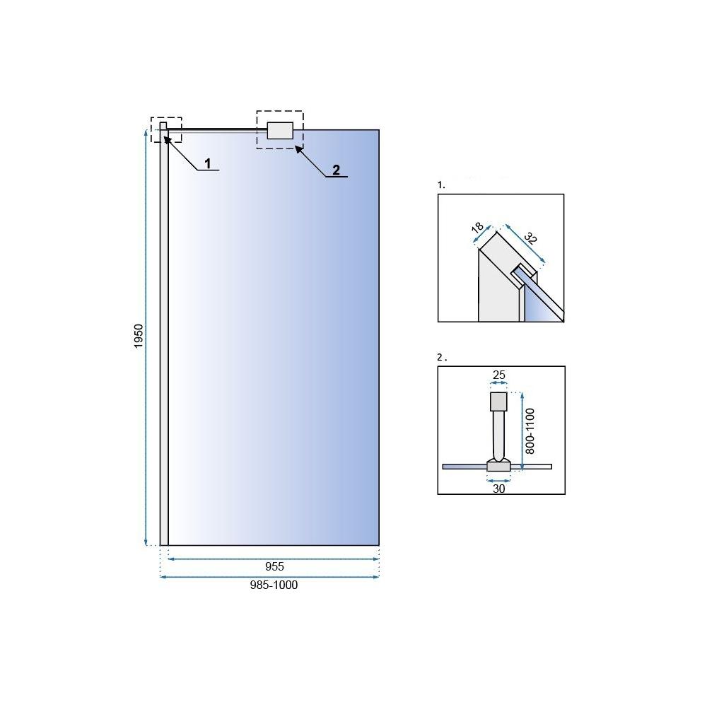 Rea Aero N 100 Läpinäkyvä suihkuseinä