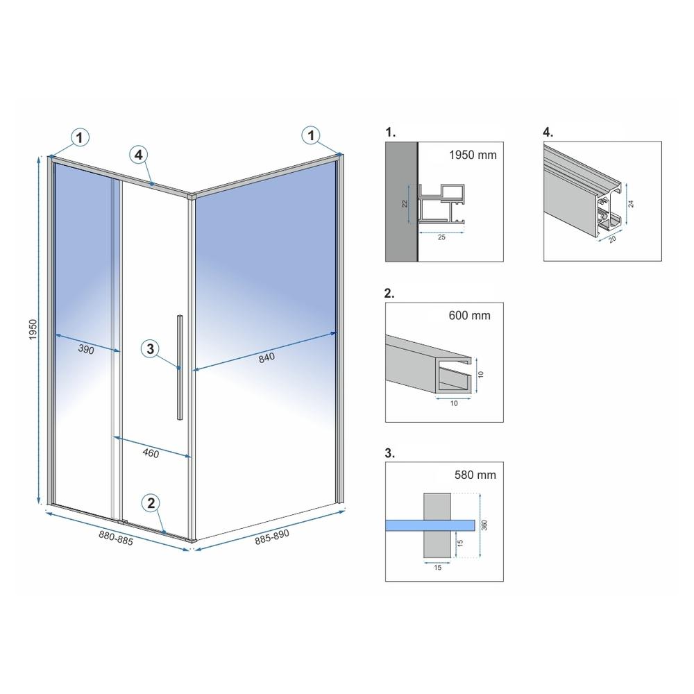 Tuš kabina Rea Solar Gold 90x90