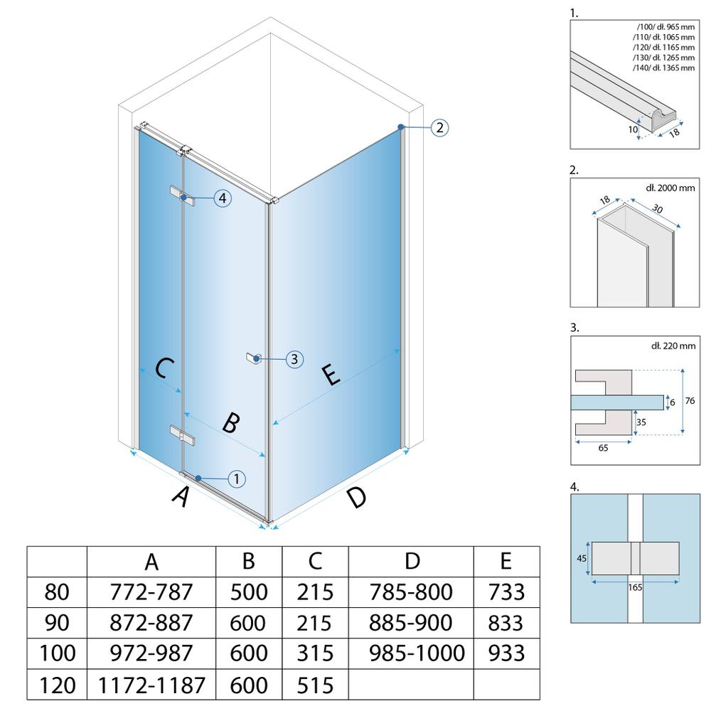 Cabina doccia Rea Atlas 90x100 Chrome