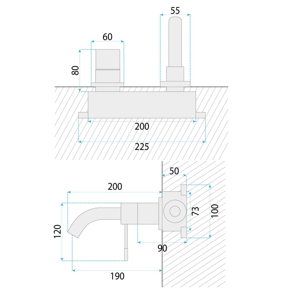 Wall Mounted faucet Rea Lungo Diamond Gold + BOX