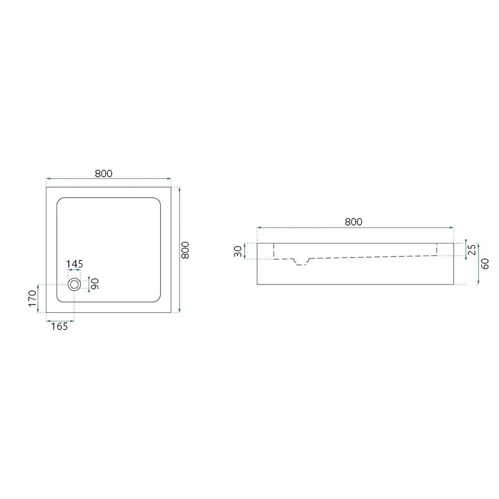 Rea Savoy akrüülist dušialus Must 80x80