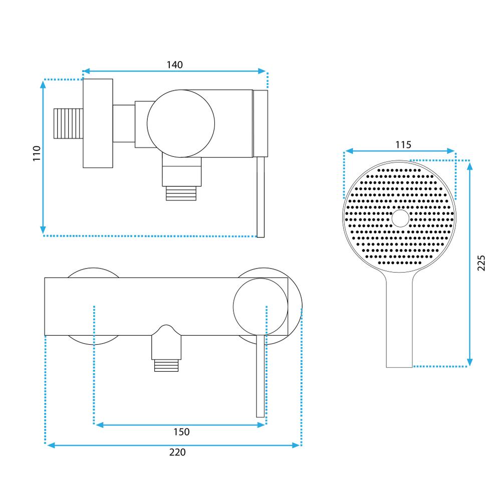 Maišytuvas dušo REA FOSS Brush Gold