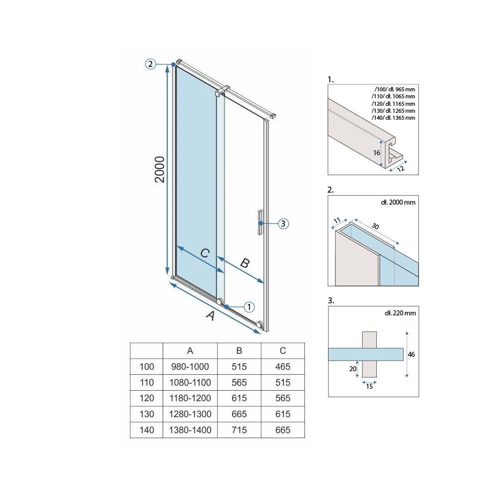Shower doors Rea Montana 120 Gold brush
