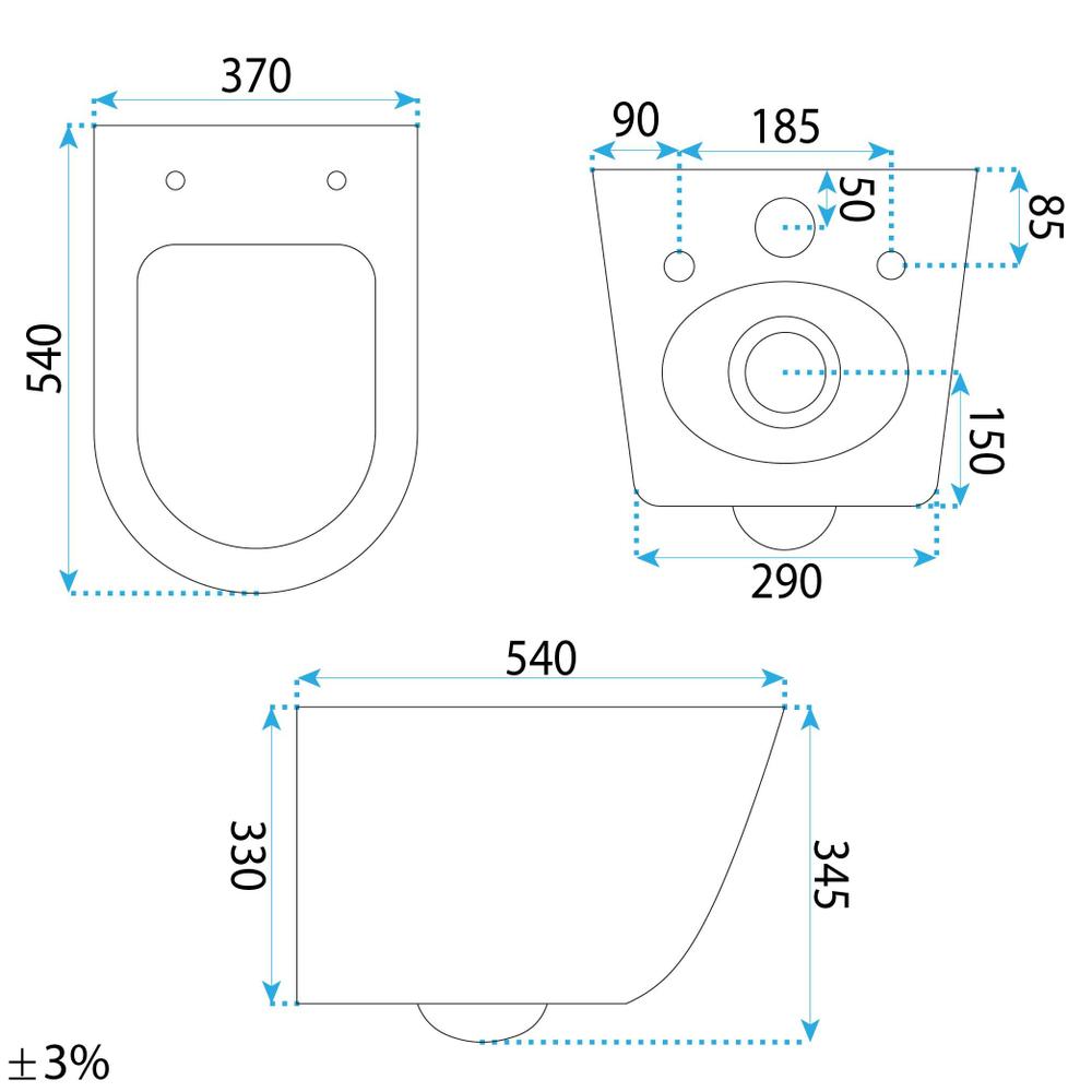 Set: Wall-hung toilet bowl + Countertop washbasin Rea Duo White