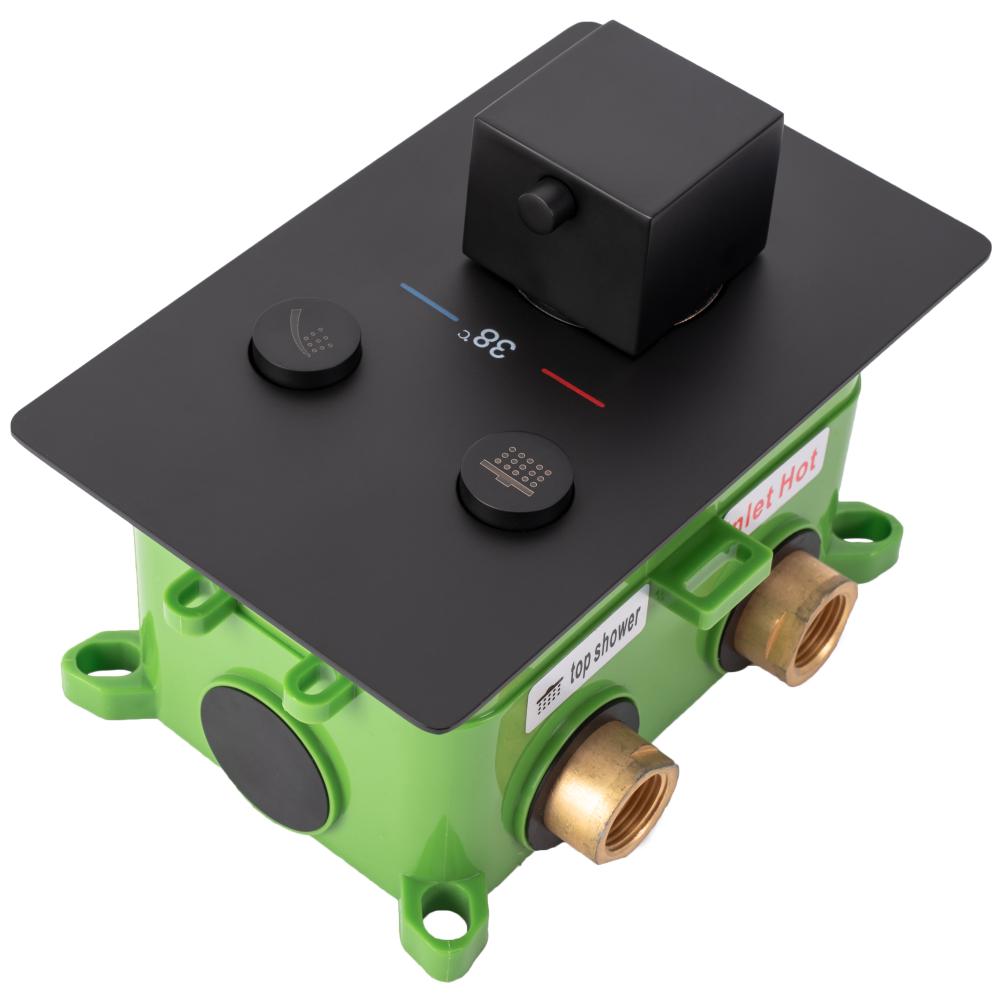 Peidetud dušikomplekt FENIX DAVIS Black koos termostaadiga +BOX