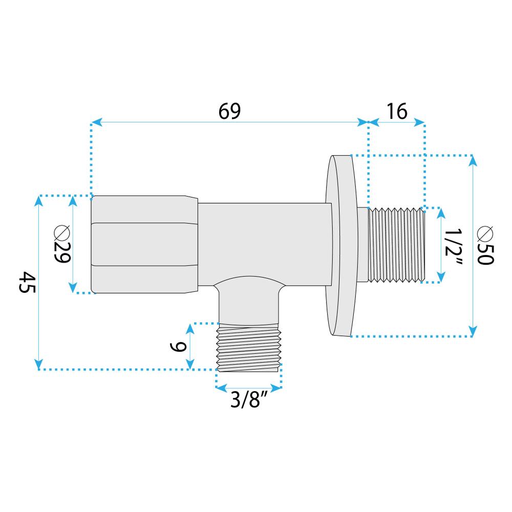 Robinet d’angle 02  1/2" x 3/8" Black
