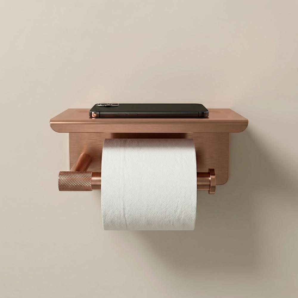 Porte-papier toilette avec étagère 6613 Modern Copper Brush
