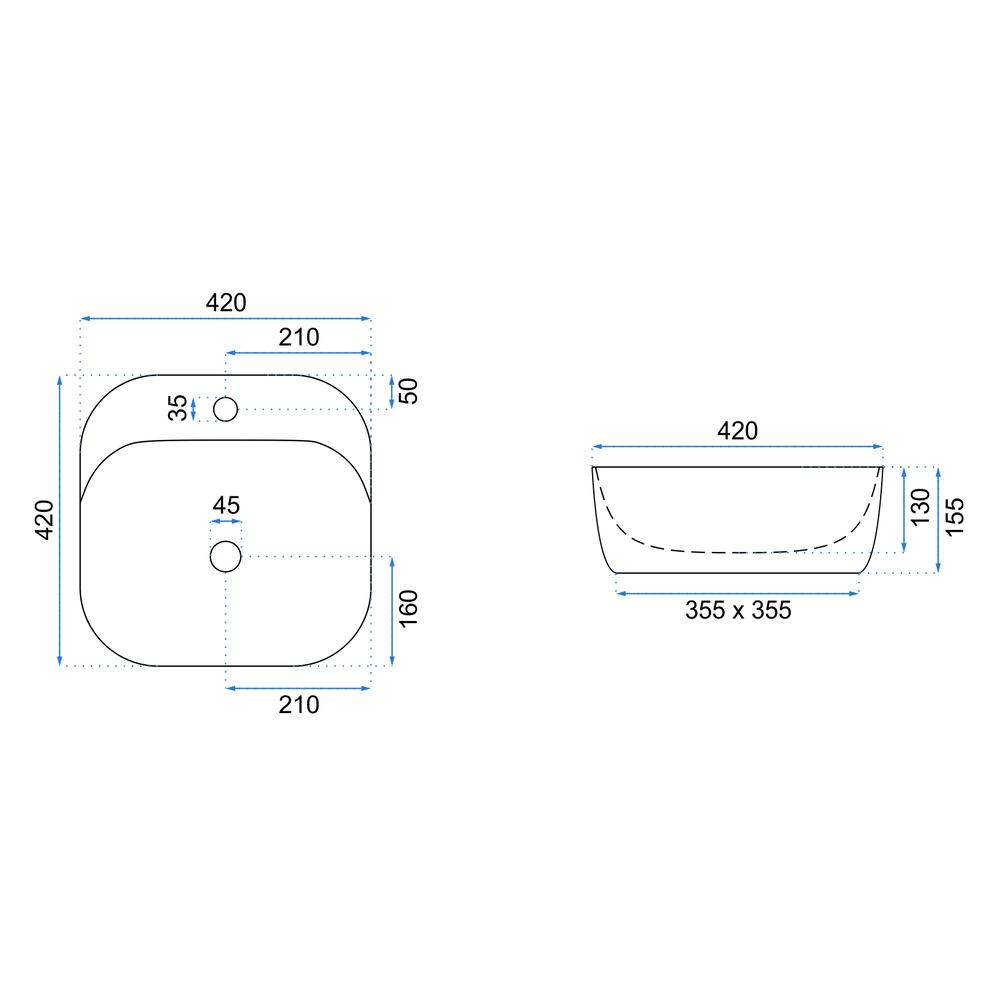 Nadblatni umivaonik Rea Luiza 42 Svijetlo sivi MAT