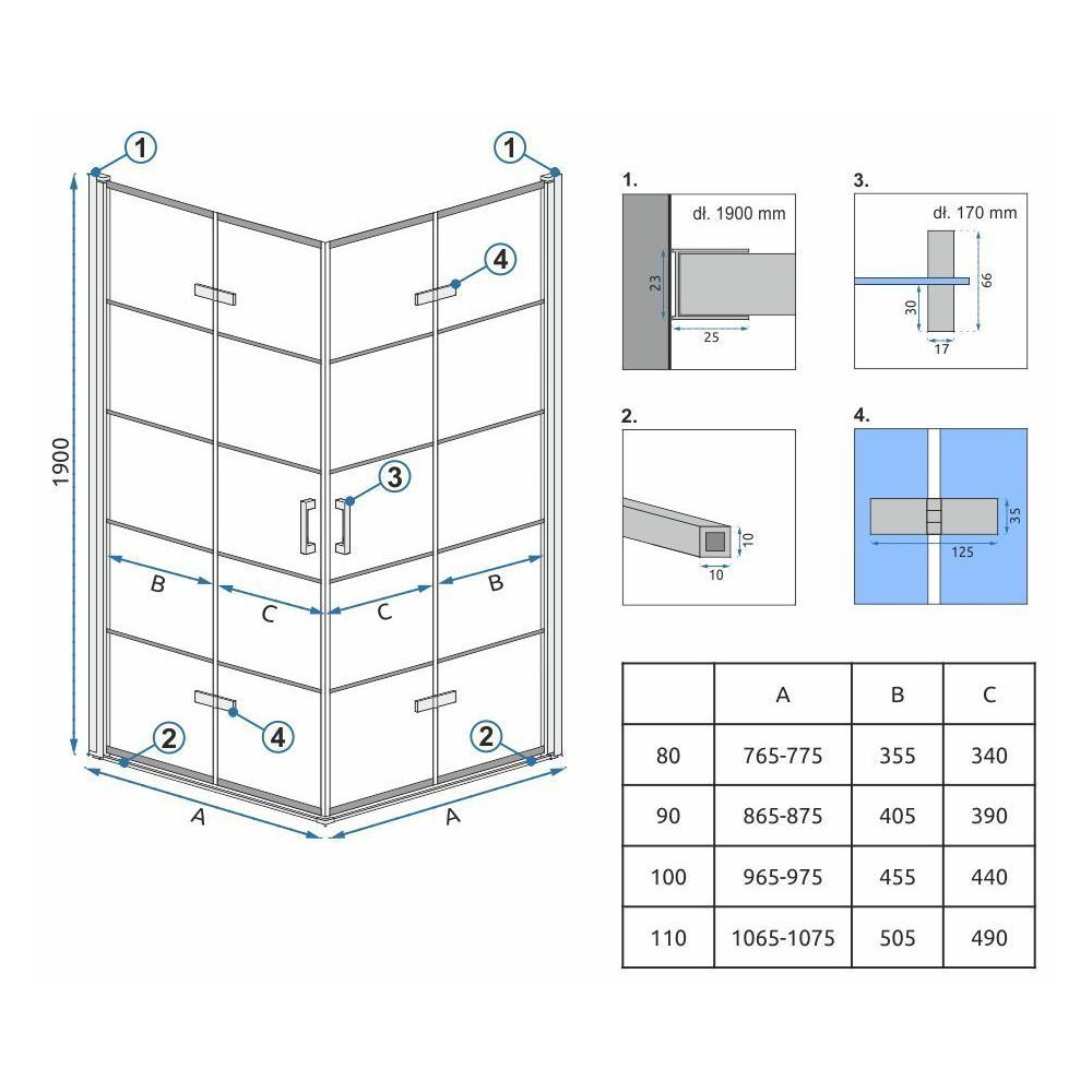 Cabine de douche Rea Molier Black Double 110x110