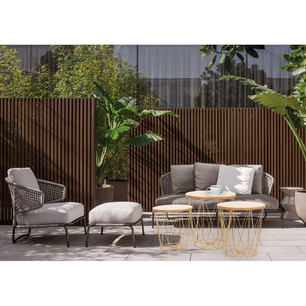 Komplet  trzech stolików drucianych TWINS gold