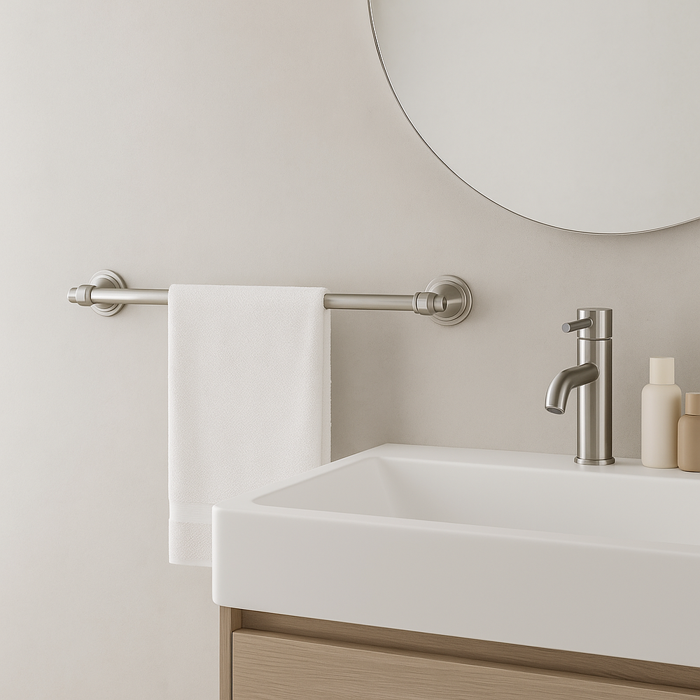 Yksivartinen kylpyhuoneripustin 16101 Aristo Brush Nickle