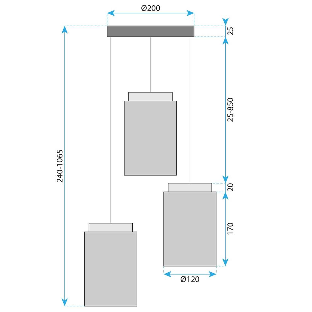 Hängelampe  APP1811-3CPR Frosted Grey