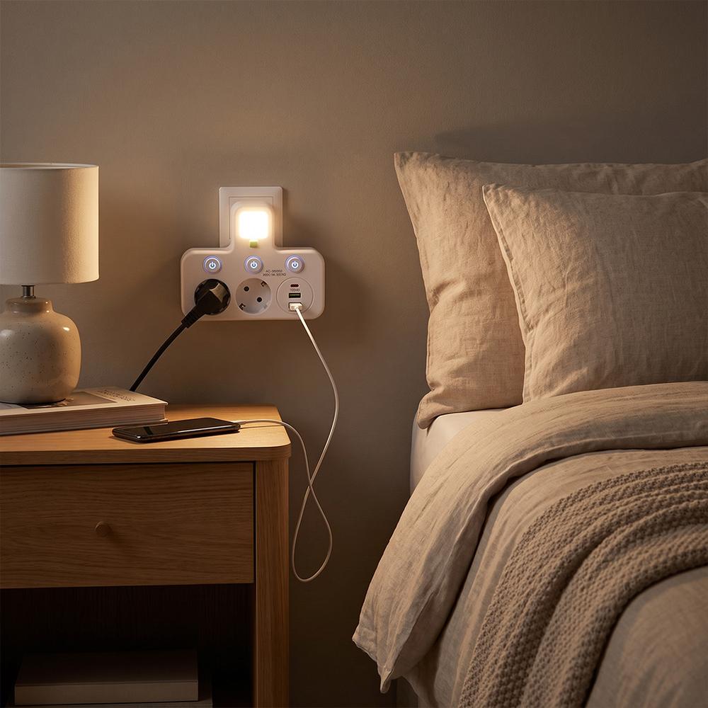 Listwa zasilająca 2 gniazda + 2x USB-A + USB-C JNH017 Biała