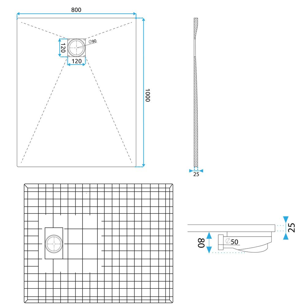 Shower tray Magnum Grey 100x80
