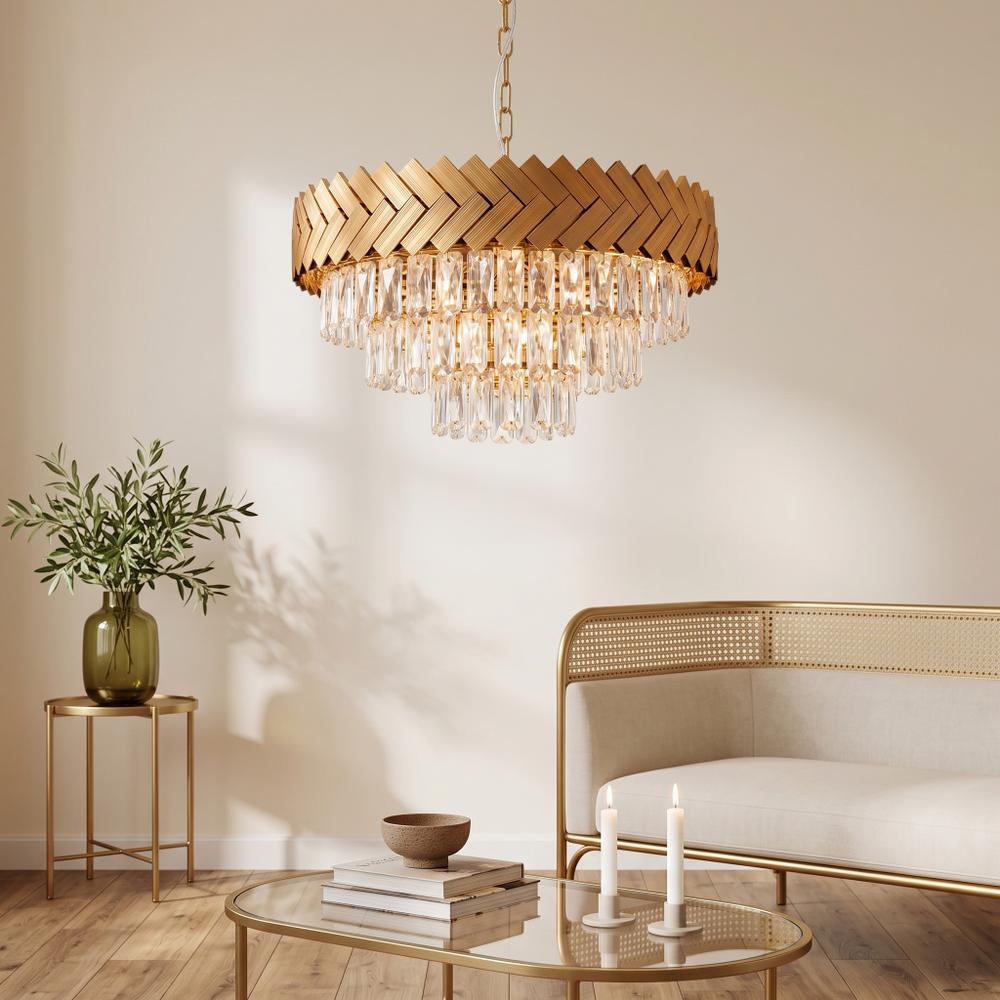 LAMPA WISZĄCA KRYSZTAŁOWA APP1942-3CP 50cm ZŁOTA