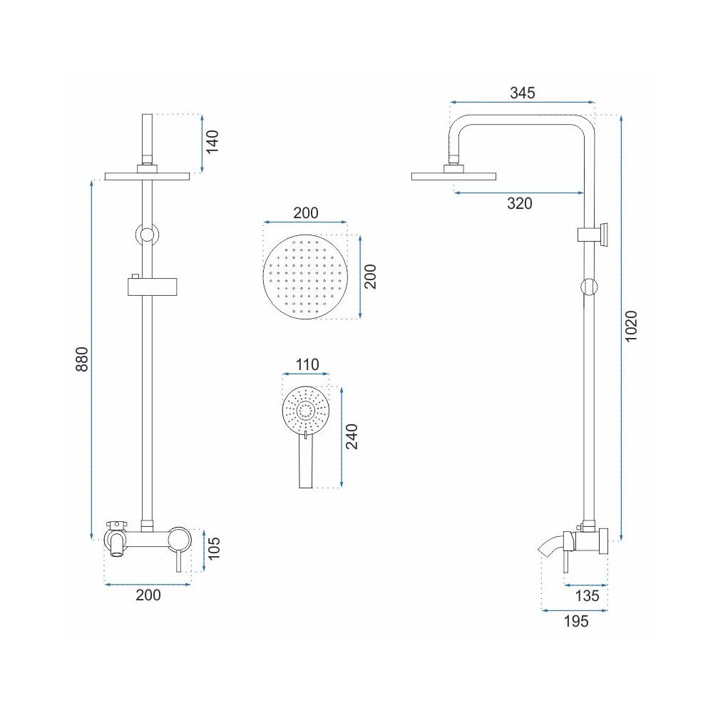 Kit de douche Rea Luis Gold Brush