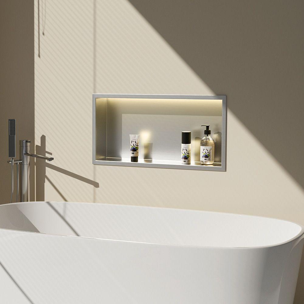 VESTAVNÁ KOUPELNOVÁ POLICE LED 30x45 steel brush