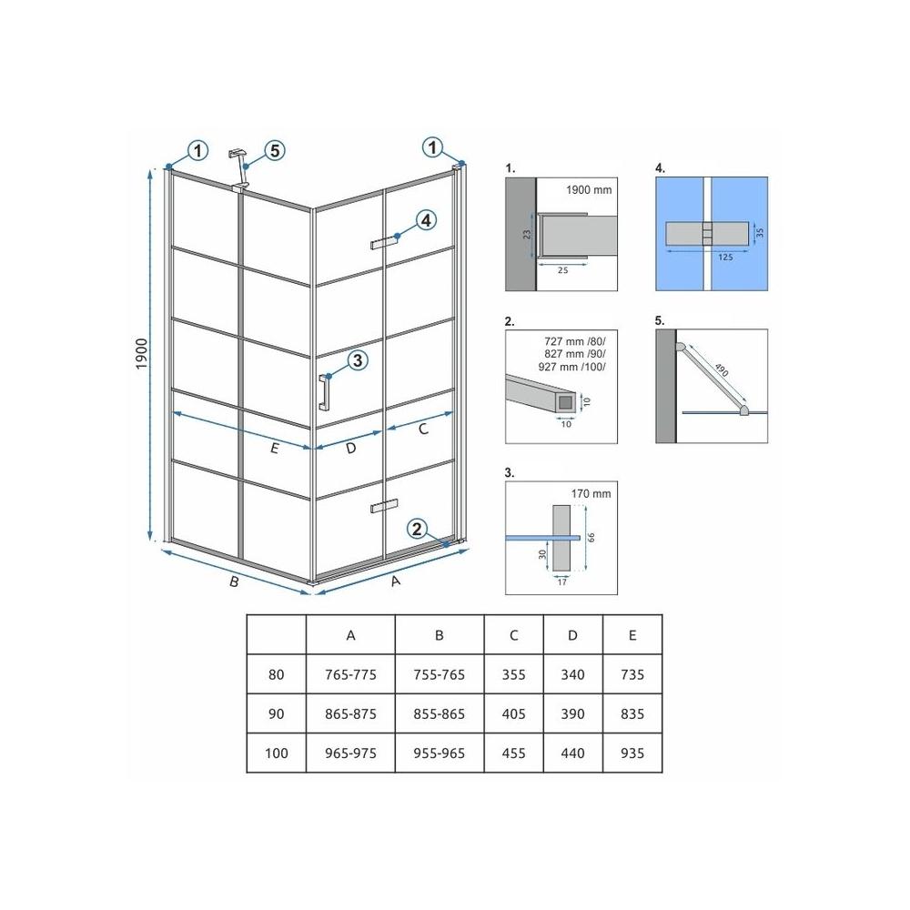 Cabine de douche Rea Molier Black 90x90