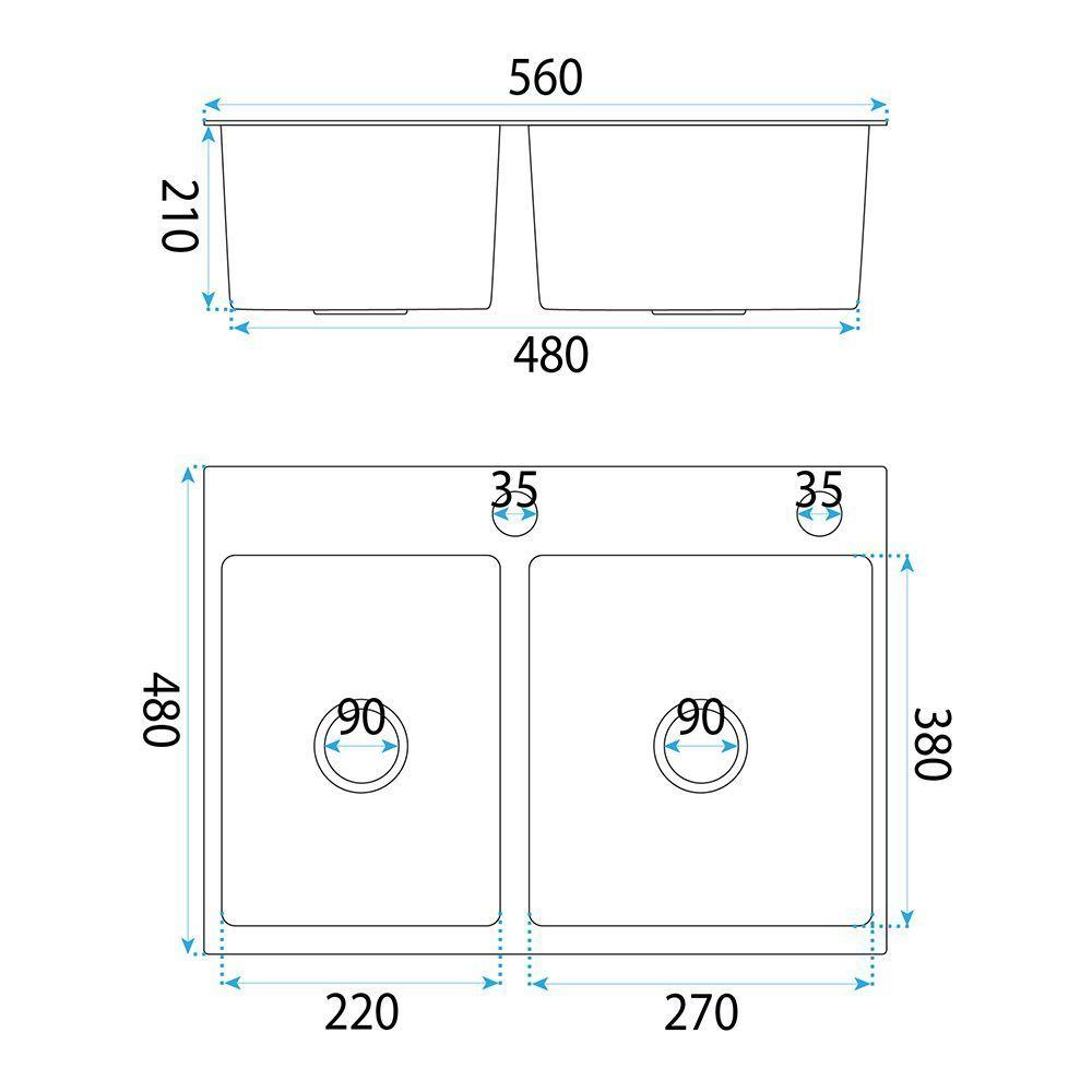 Stalen spoelbak Toby  Black