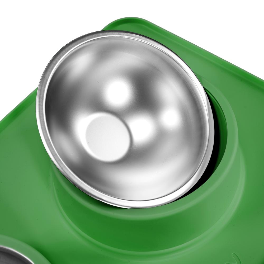 Metalowe Miski Dla Psa lub Kota z Antypoślizgową Matą Zielona PJ-087