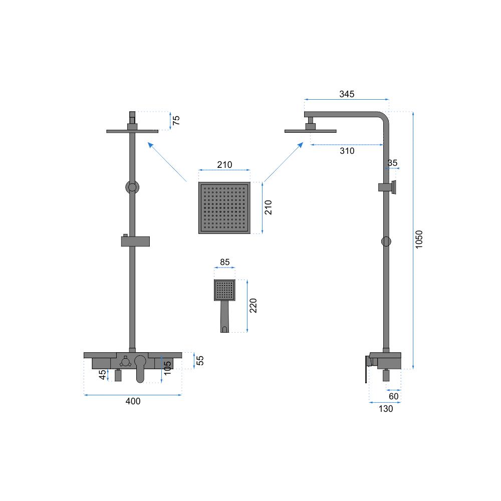 REA Bravo dušas komplekts melns