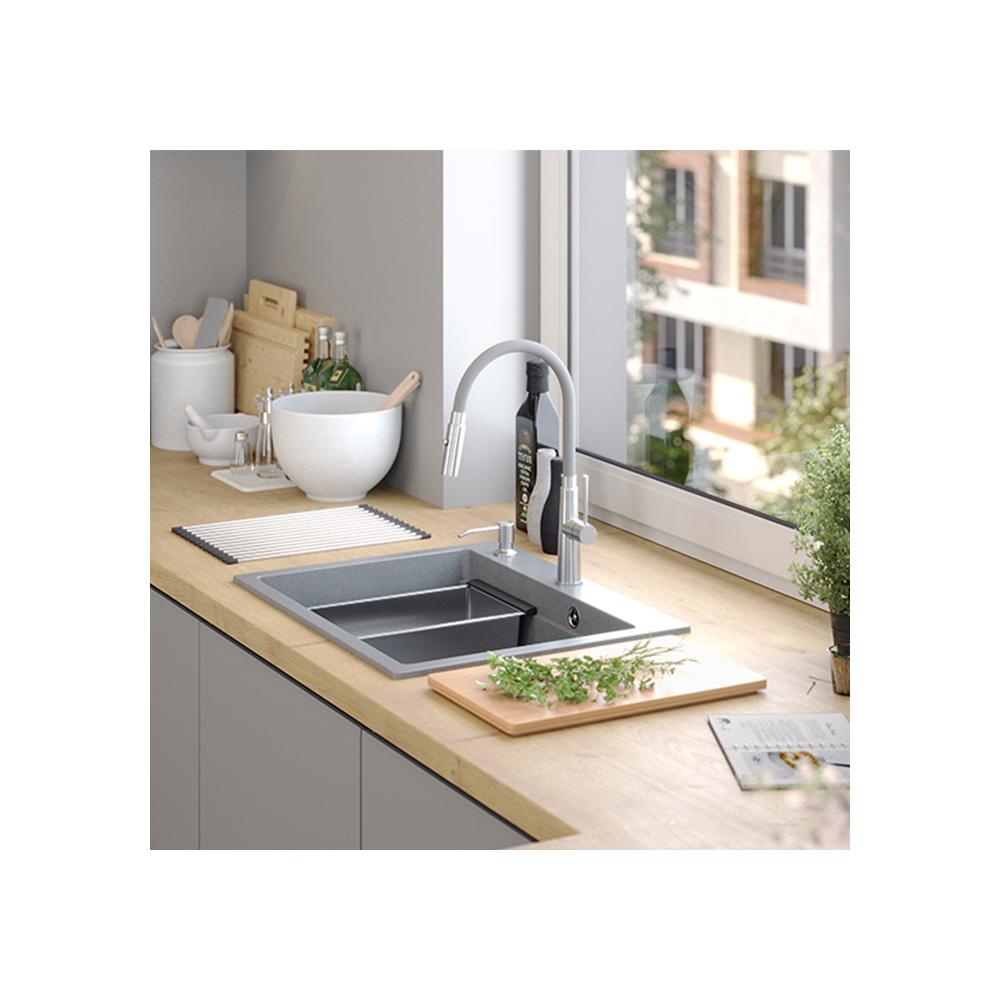 Granite sink KURT 110 WORKSTATION Grey Metallic