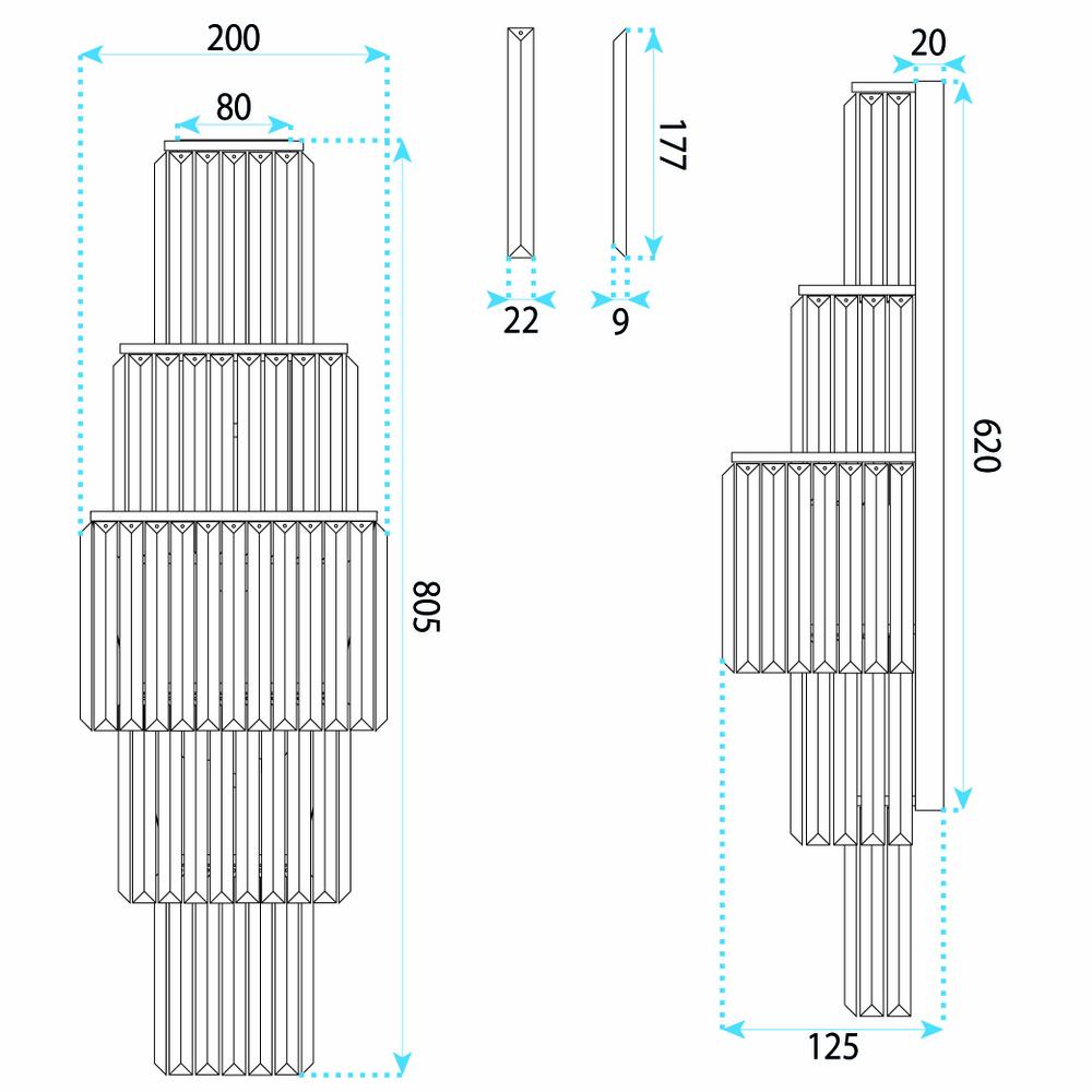 KINKIET ŚCIENNY Z KRYSZTAŁAMI SWE097-W 80 cm ZŁOTY